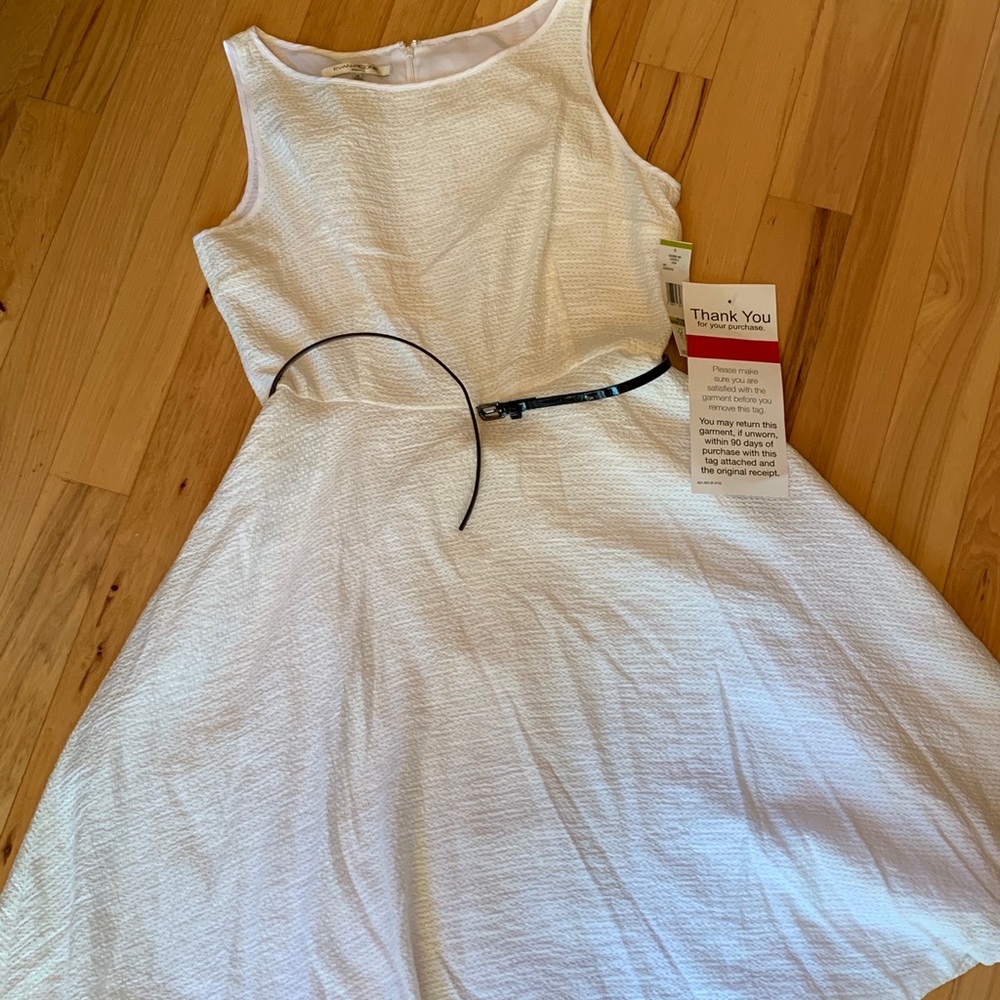 Even Picone size 14 White Dress with Black Belt